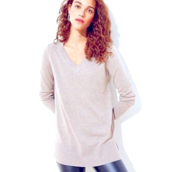 Ann Taylor LOFT Luxe Knit V-Neck Tunic Sweater L - Picture 1 of 1
